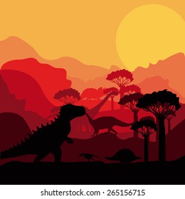 Prehistoric design over landscape background,vector illustration