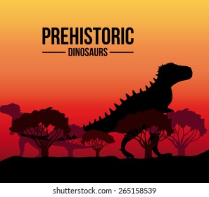 Prehistoric design over landscape background,vector illustration