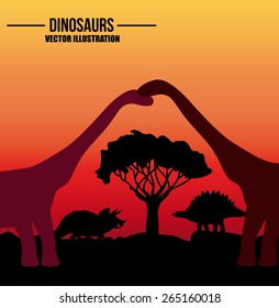 Prehistoric design over landscape background,vector illustration