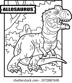 Prehistoric Dinosaur Allosaurus Coloring Page Outline Stock Vector ...