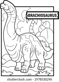 prehistoric dinosaur brachiosaurus, coloring page, outline illustration