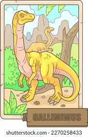 prehistoric dinosaur gallimimus, design illustration
