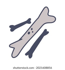 Prehistoric Dinosaur Grey Bones Simple Doodle Vector Illustration