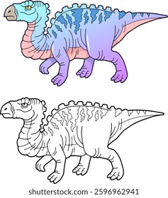 prehistoric dinosaur iguanodon, coloring book for children, outline illustration