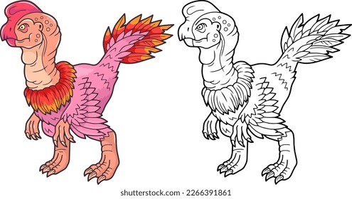 prehistoric dinosaur oviraptor, illustration design
