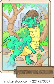 prehistoric dinosaur pachycephalosaurus, illustration design