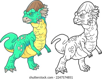 prehistoric dinosaur pachycephalosaurus, illustration design