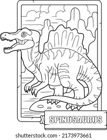 prehistoric dinosaur spinosaurus, coloring book for children, outline illustration