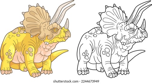 dinosaurio prehistórico triceratops, diseño de ilustración