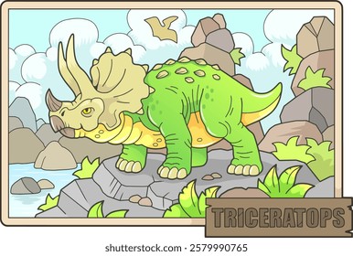 prehistoric dinosaur triceratops, illustration design