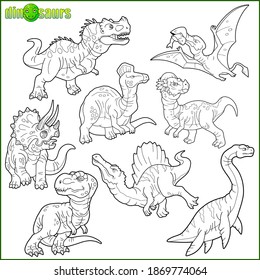 Prehistoric Dinosaurs Coloring Book Set Cartoon Stock Vector (Royalty ...