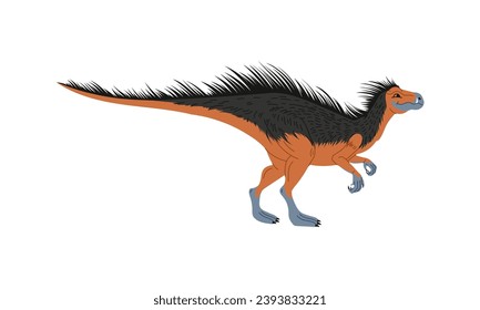 Prehistoric extinct animal, isolated icon of realistic dinosaur character. Vector dino personage with claws and fur on body