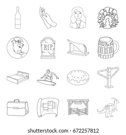 prehistoric, finance, sports and other web icon in outline style. alcohol, medicine, maintenance icons in set collection.