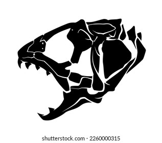 Prehistoric Fish Skull, Coelacanth Side View Silhouette