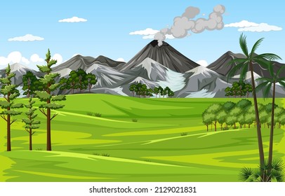 Prehistoric forest scene background illustration