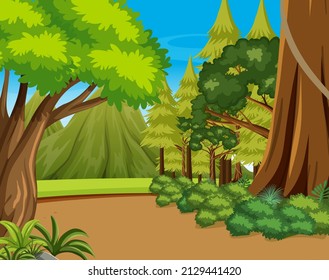 Ilustración de fondo de la escena forestal prehistórica