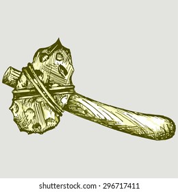 Prehistoric hammer. Tool primitive man. Vector Image  