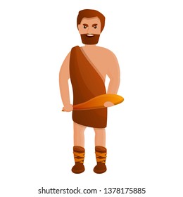 Prehistoric hunter icon. Cartoon of prehistoric hunter vector icon for web design isolated on white background