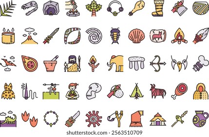 Prehistoric icons High-Quality Vector Icons Collection with Editable Stroke. Ideal for Professional and Creative Projects.