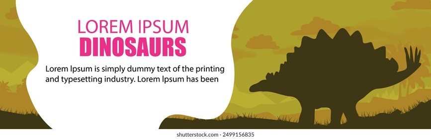 Prehistoric landscape before our era. Stegosaurus dinosaur in the habitat. prehistoric creature. Vector graphics