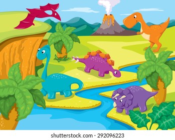 Prehistoric Landscape with Dinosaurs