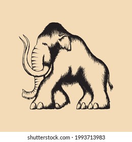 Prehistoric Mammoth Tattoo Illustration black