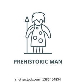 Prehistoric man vector line icon, linear concept, outline sign, symbol