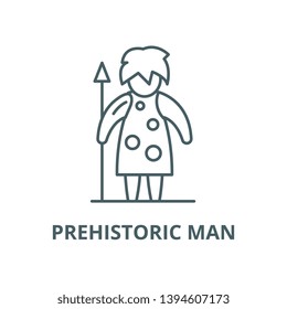Prehistoric man vector line icon, linear concept, outline sign, symbol