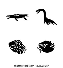Prehistoric marine creature vector icons