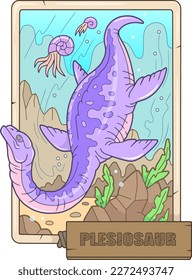prehistoric marine dinosaur plesiosaurus, illustration design
