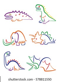 Prehistoric Monsters
Set icons, a child's drawing, mythical animals, dinosaurs. Vector.