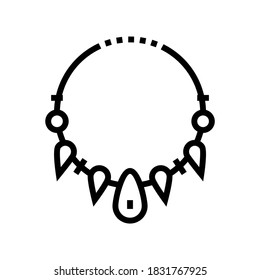 vector de icono de línea de collar prehistórico. signo de collar prehistórico. símbolo de contorno aislado ilustración negra