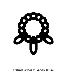 Prehistoric necklace. Outlined stroke vector icon with black-filled details.