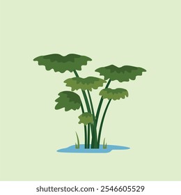 prehistoric plants isolated. dinosaur fern food, Vector illustration Collection of exotic plants.	