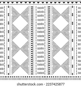 Prehistoric pottery inspired vector seamless pattern vertical oriented - Bell Beaker pottery folk art style dotted monochrome ornament. Traditional design from European Bronze Age - UK, Ireland