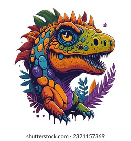 Prehistoric Power Dynamic Vector Dino Face Illustration