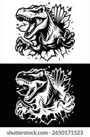 Prehistoric Predator Spinosaurus Wall Smash Vector