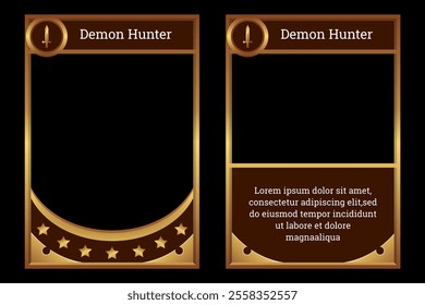 Prehistoric primitive themed card game template with yellow and black colors symbolizing ancient times. card template, border template