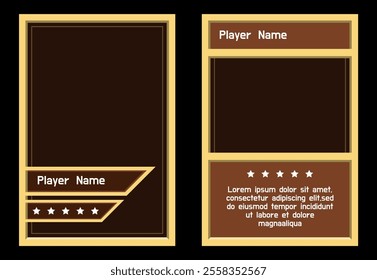 Prehistoric primitive themed card game template with yellow and black colors symbolizing ancient times. card template, border template