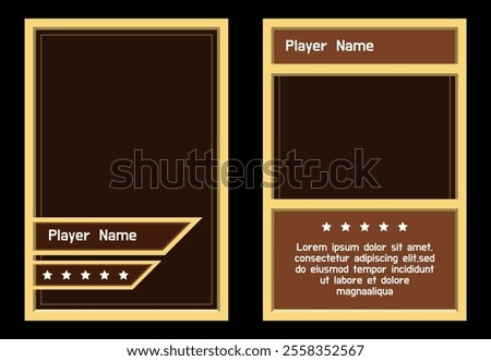 Prehistoric primitive themed card game template with yellow and black colors symbolizing ancient times. card template, border template