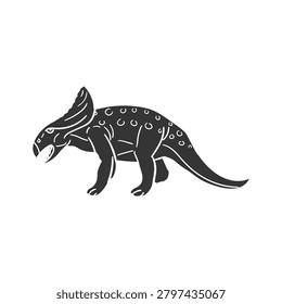 Prehistoric protoceratops dinosaur vector icon for cretaceous paleontology science.