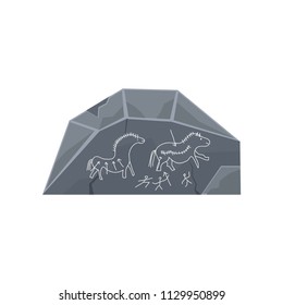 Prehistoric rock engravings, Stone Age symbol vector Illustration on a white background