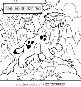 prehistoric saber toothed tiger coloring book