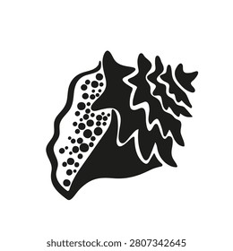 Prehistoric seashell fossil ammonite vector art, detailed extinct marine mollusk illustration on white background, shell for summer beach design