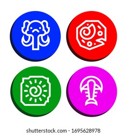 prehistoric simple icons set. Contains such icons as Mammoth, Fossil, Cave painting, can be used for web, mobile and logo