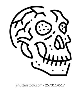 Prehistoric skull icon in linear style 