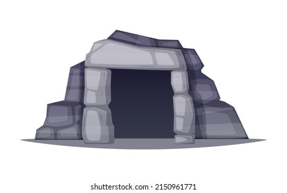 Prehistoric stone age caveman composition and isolated image ancient cave entrance vector illustration