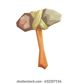 Prehistoric stone axe, colorful vector illustration