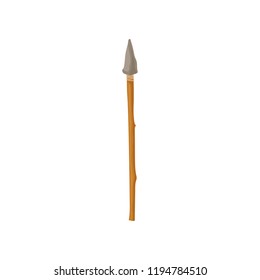 Prehistoric stone spear, weapon of prehistoric man vector Illustration on a white background