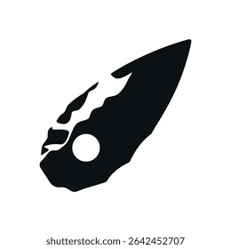 Prehistoric stone tool silhouette vector ancient flint hand axe icon for archaeology Stone Age or primitive technology design element
